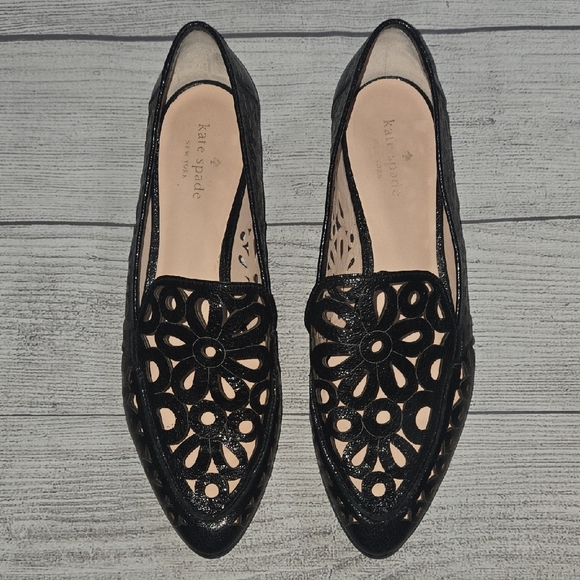 Kate Spade New York Caffrey Cut-Out Leather Loafers Black Size 9.5 - Picture 1 of 9